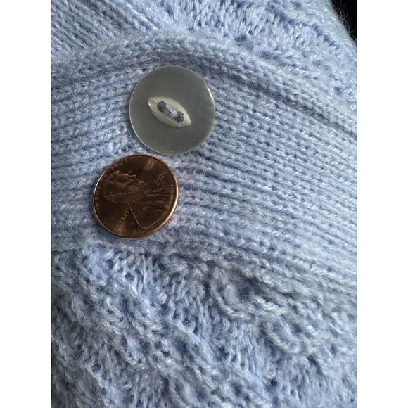 80s Vintage Baby Blue Sleeveless Sweater Vest Knit Cardigan Top size XXL - Picture 5 of 6